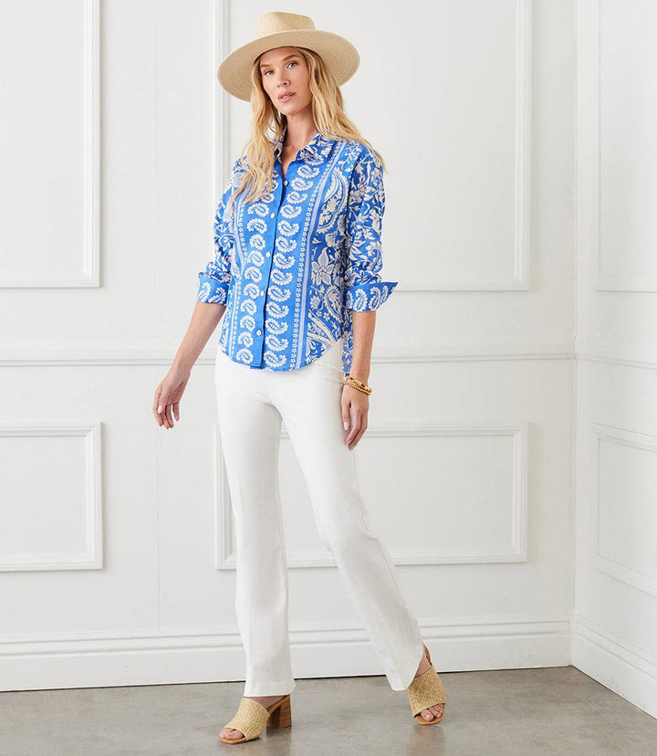 Ruched Sleeve Button-Up Shirt