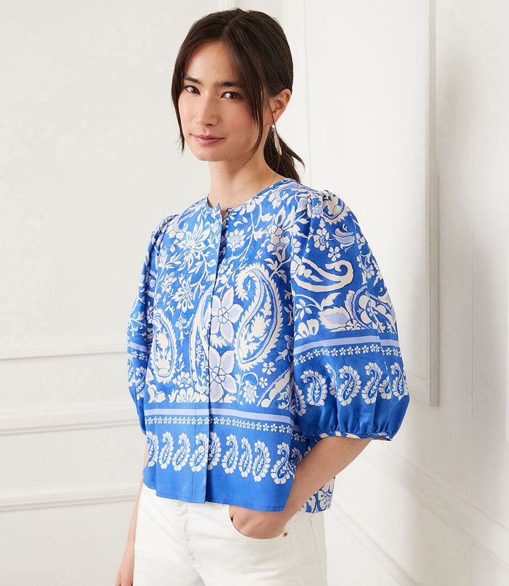 Puff Sleeve Button-Front Shirt