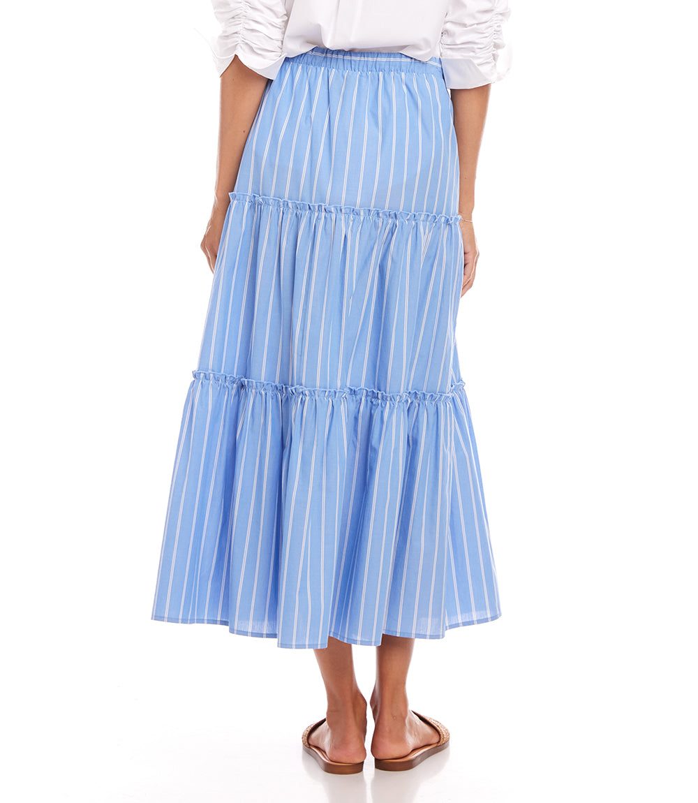 Stripe Tiered Midi Skirt