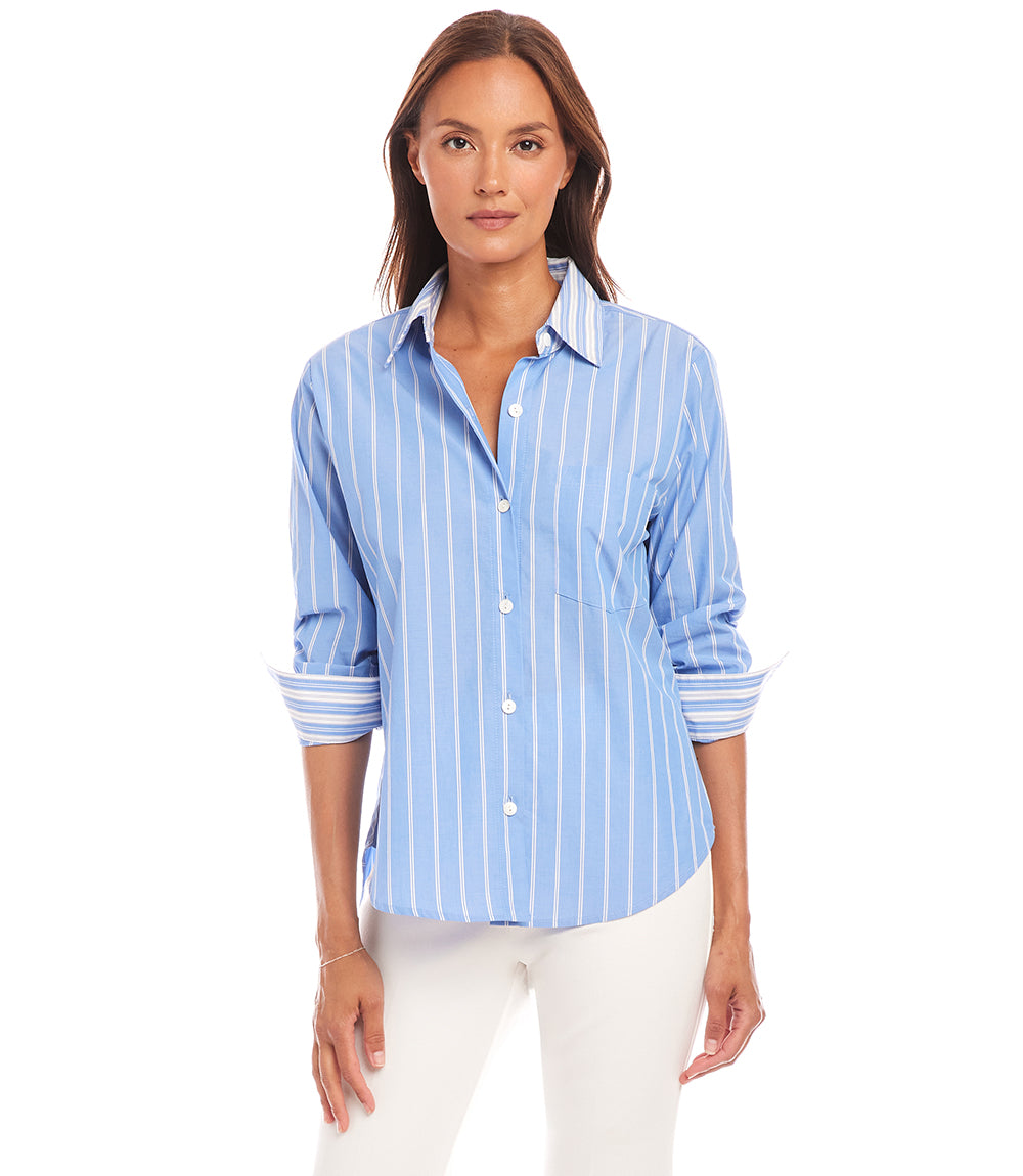 Contrast Ruched Sleeve Shirt
