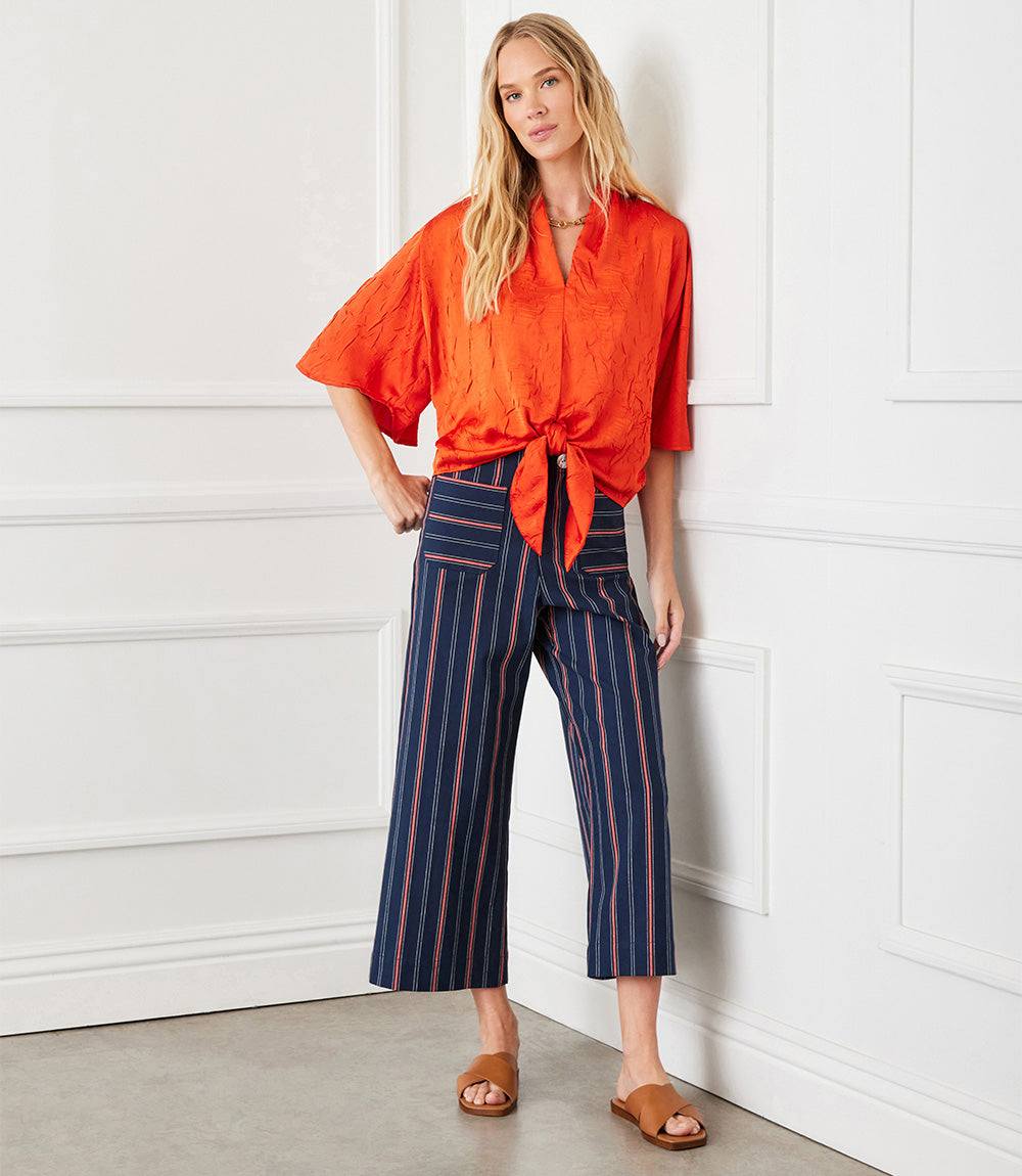 Stripe Cropped Wide Leg Pants