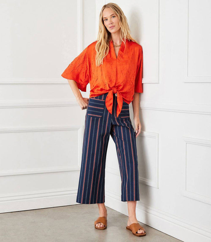 Stripe Cropped Wide Leg Pants