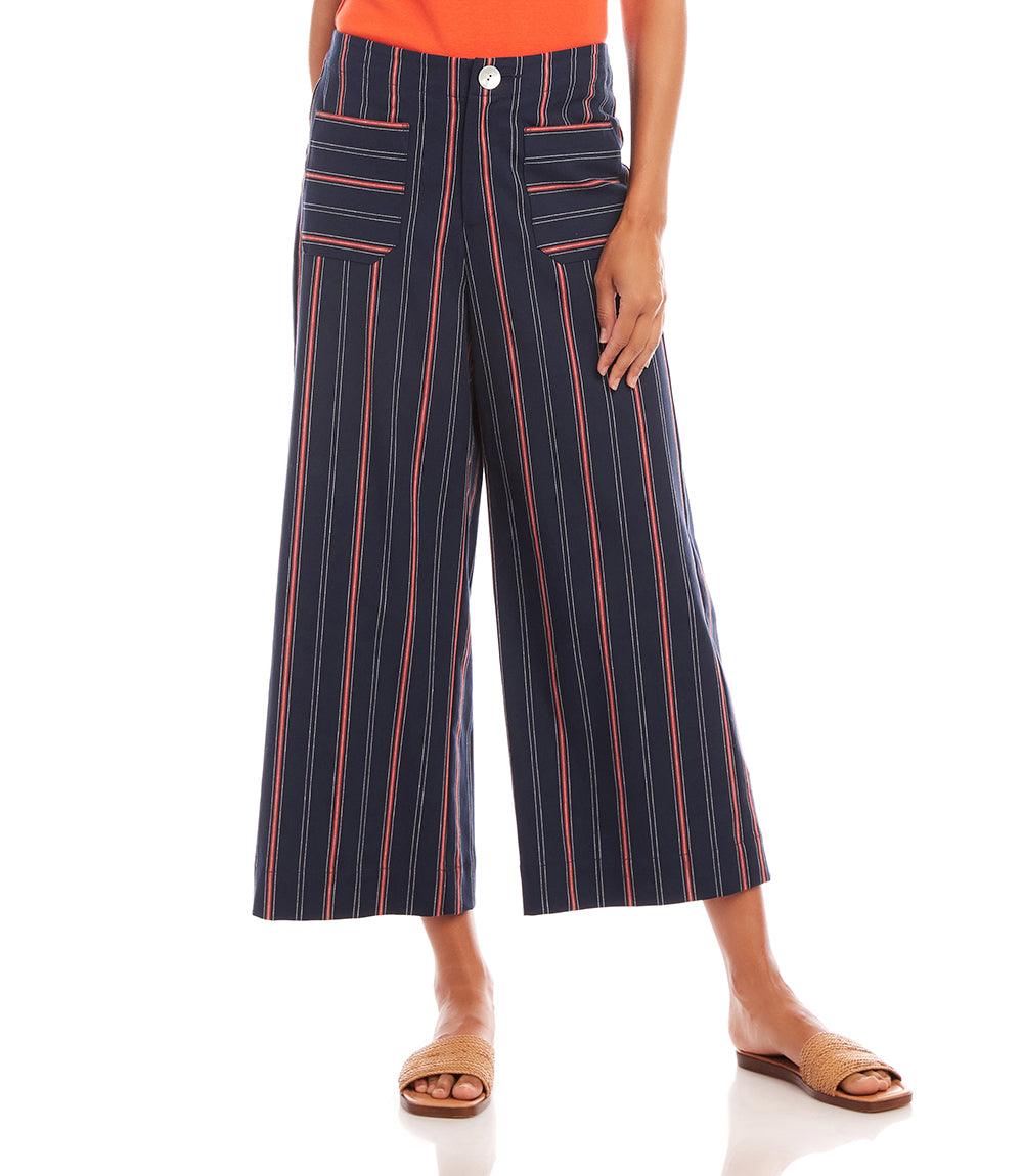 Stripe Cropped Wide Leg Pants