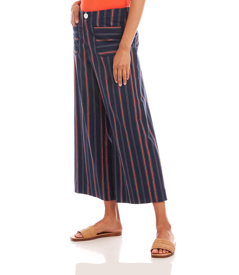 Stripe Cropped Wide Leg Pants