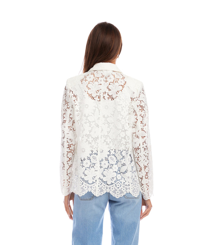 Floral Lace Scallop Edge Blazer