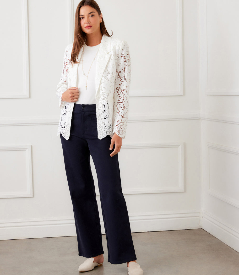 Floral Lace Scallop Edge Blazer