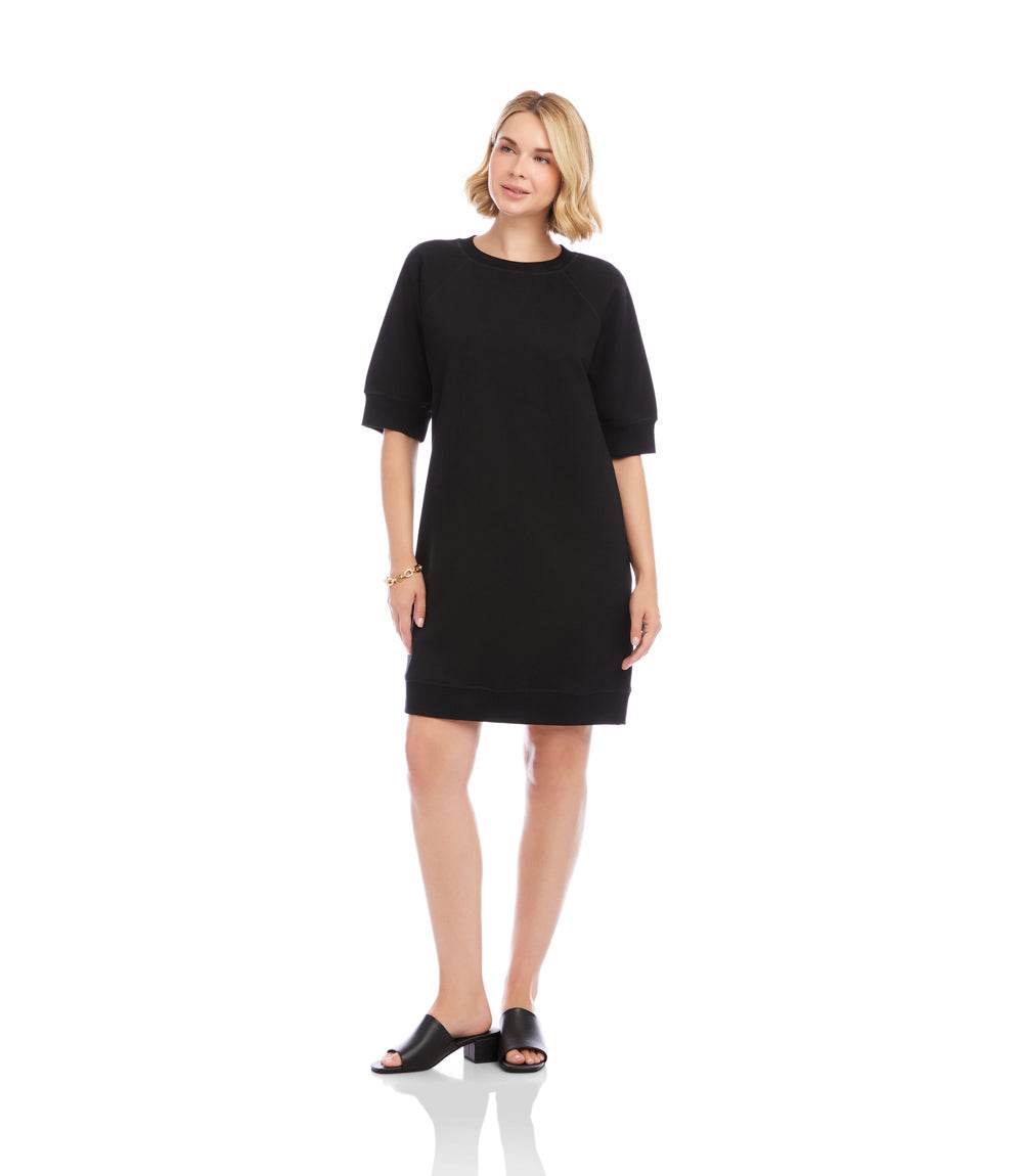 Karen Kane Women's Raglan Sleeve Sweatshirt Dress - Black