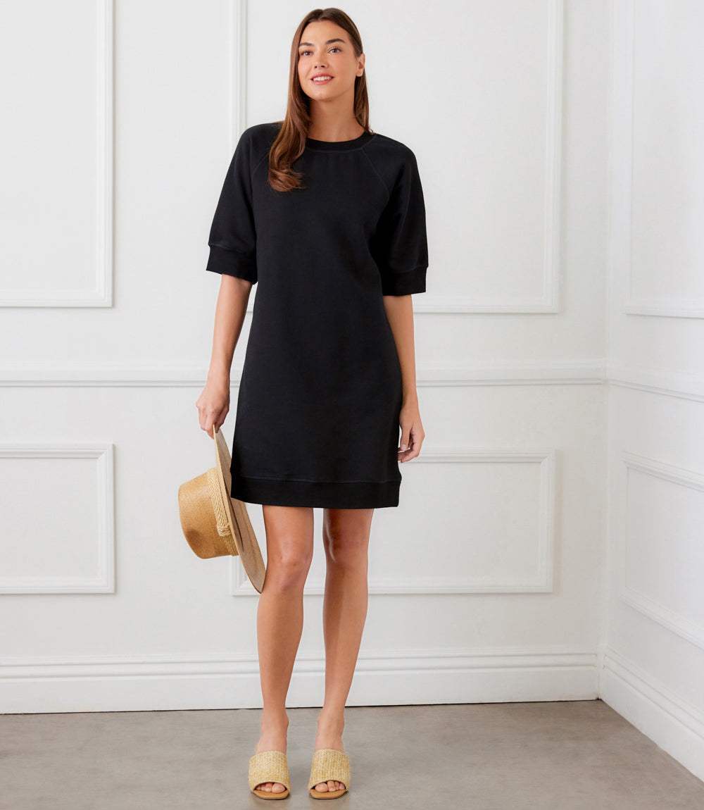Karen Kane Women's Raglan Sleeve Sweatshirt Dress - Black