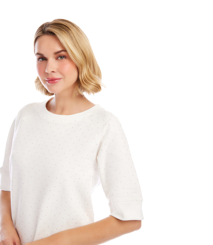 Raglan Sleeve Embellished Knit Dress