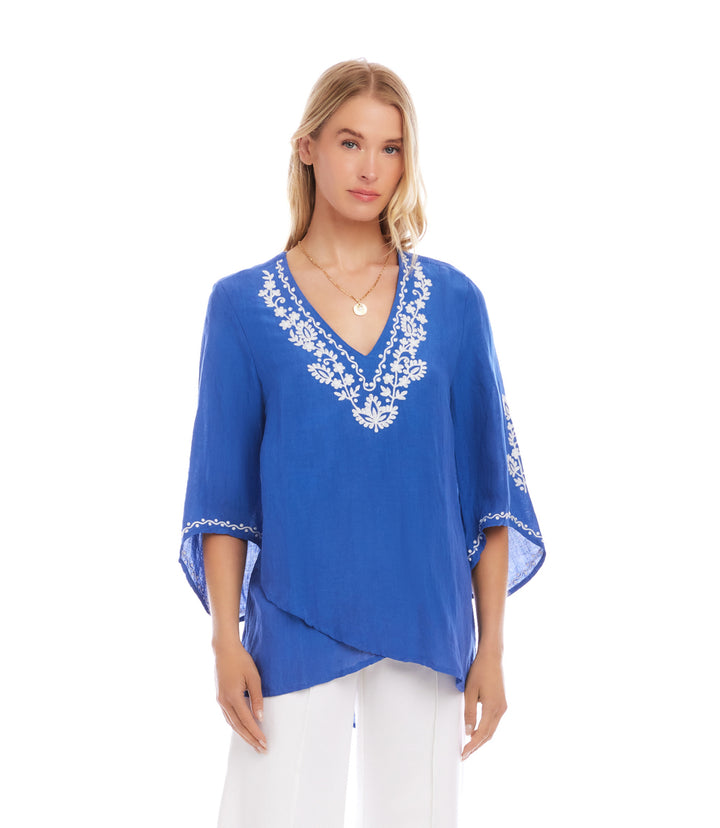 Bracelet Sleeve Embroidered Asymmetric Top