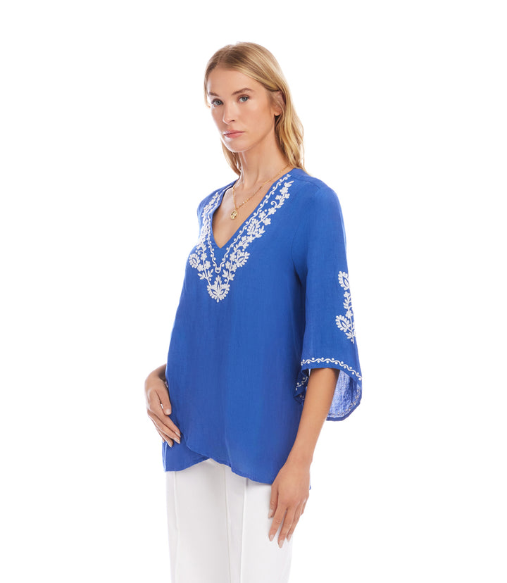 Bracelet Sleeve Embroidered Asymmetric Top