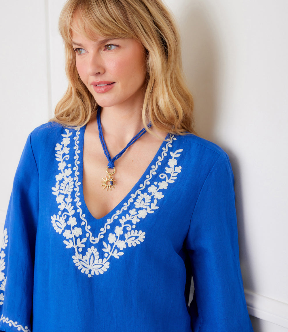Bracelet Sleeve Embroidered Asymmetric Top