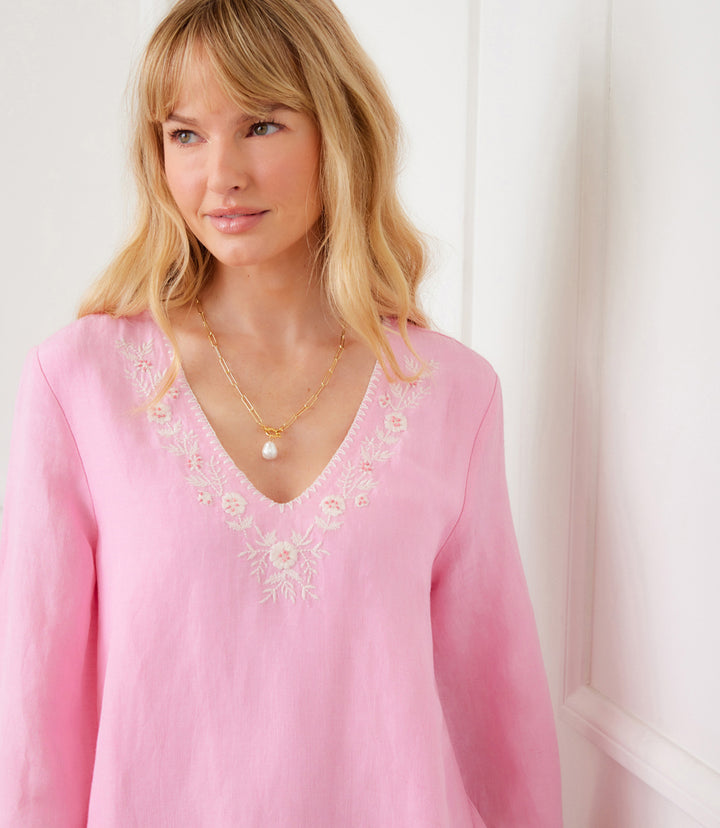 Bracelet Sleeve Embroidered Asymmetric Top