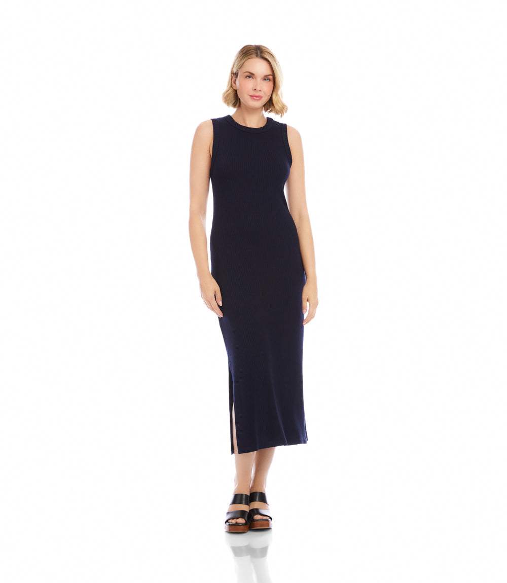 Karen Kane Ribbed Sleeveless Midi Column Dress - Navy Karen Kane Ribbed Sleeveless Midi Column Dress - Navy