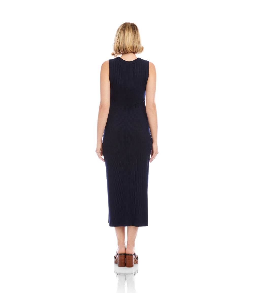 ribbed sleeveless midi dress Sleeveless Rib Knit Midi Dress