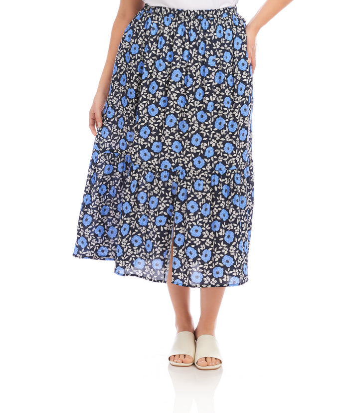 Plus Size Front Slit Midi Skirt