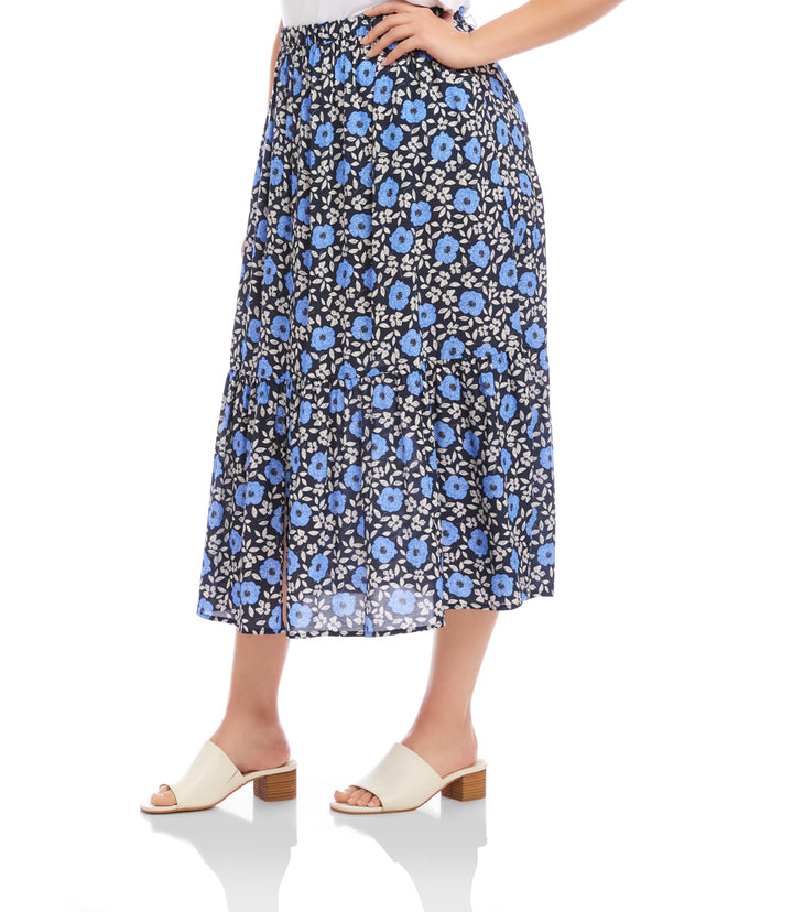Plus Size Front Slit Midi Skirt