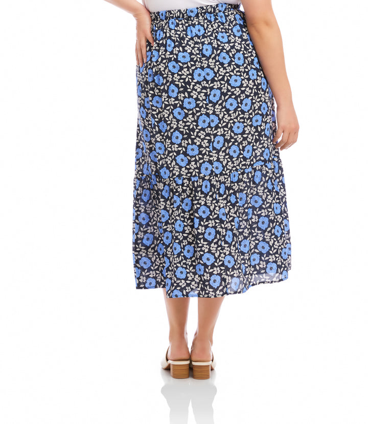 Plus Size Front Slit Midi Skirt