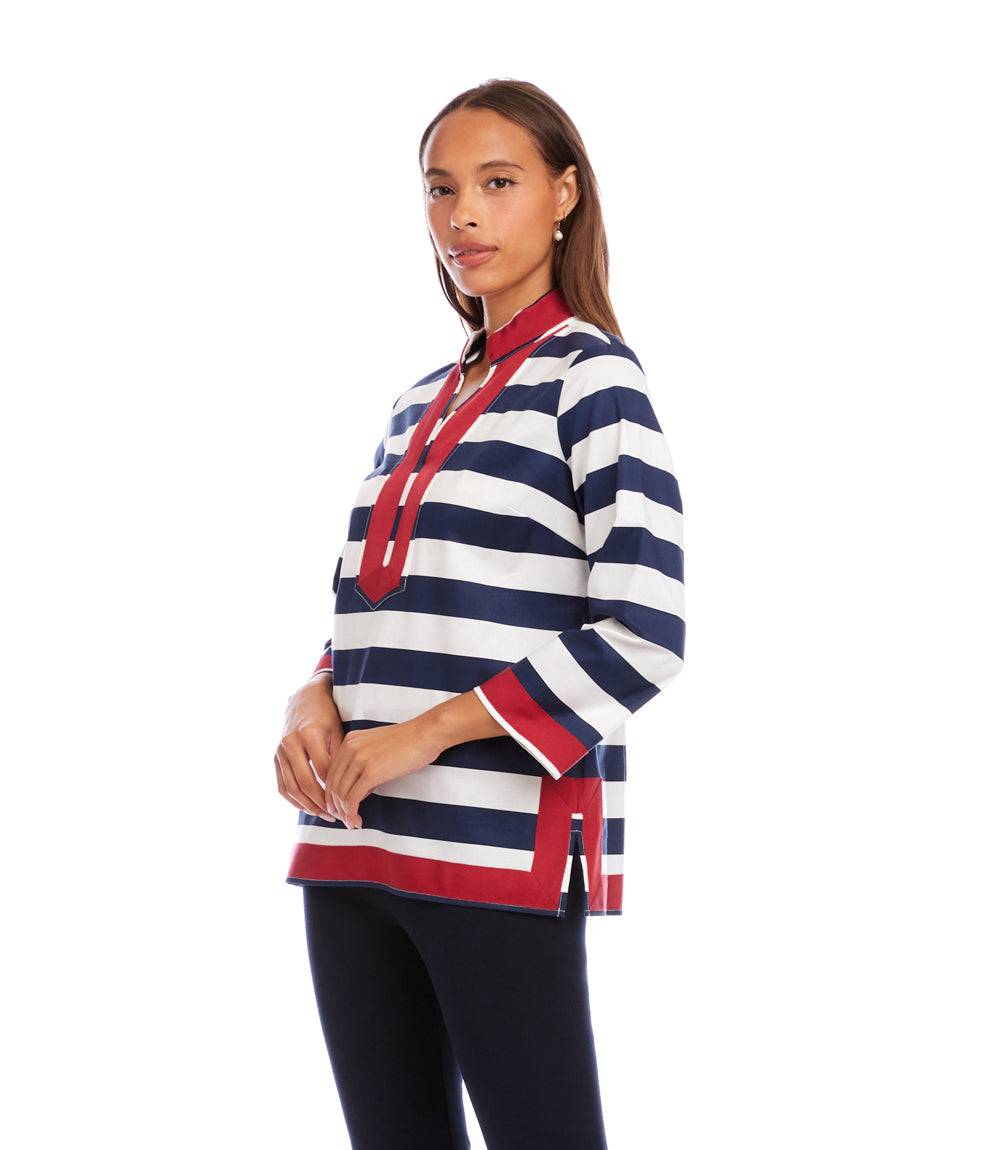 Striped St Tropez Tunic - Polished & Comfortable Stretch Woven
