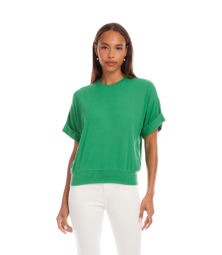 Ribbed Cuffed Sleeve Top