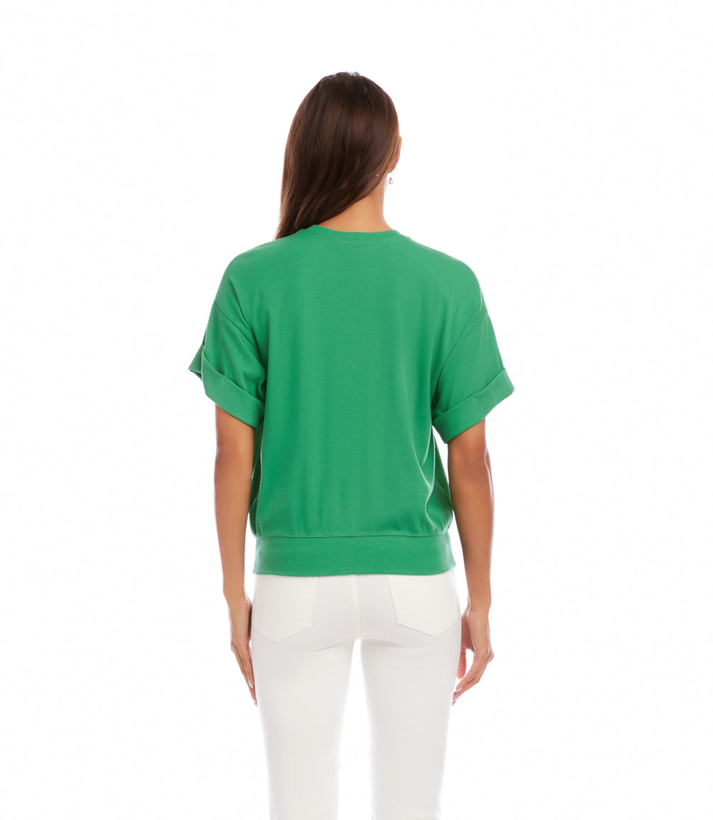 Ribbed Cuffed Sleeve Top