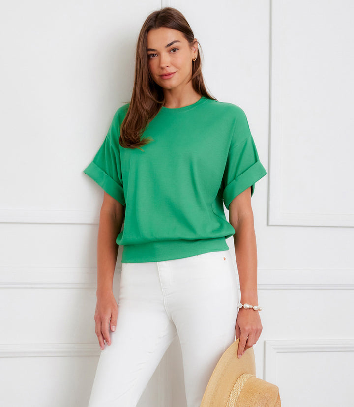 Ribbed Cuffed Sleeve Top