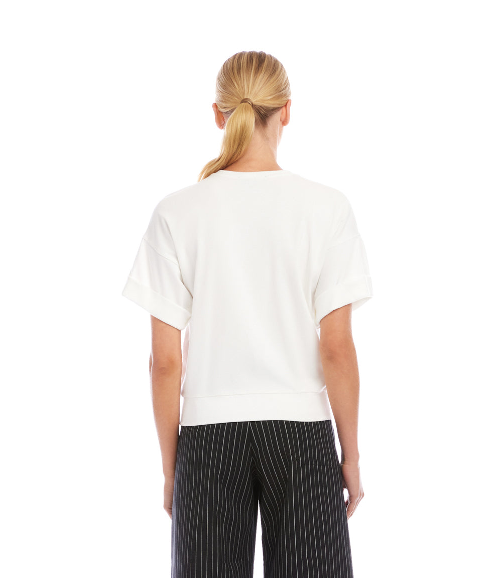 Ribbed Cuffed Sleeve Top