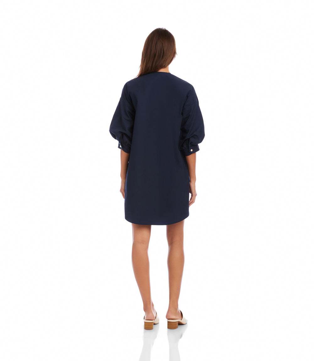 off shoulder button design lantern sleeve dress Karen Kane Lantern Sleeve Button Dress