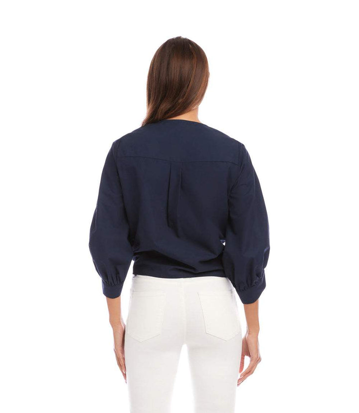 Blouson Sleeve Tie-Front Top