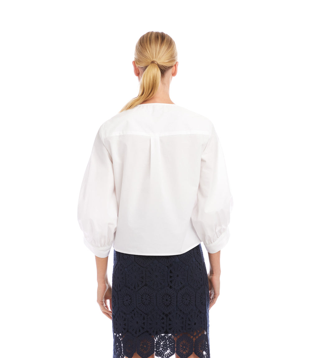 Blouson Sleeve Tie-Front Top
