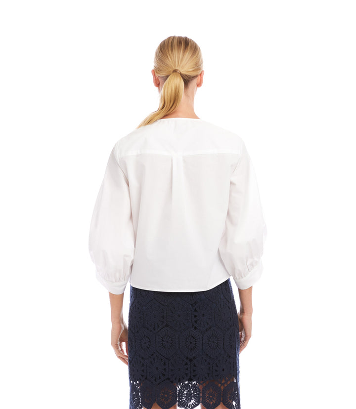 Blouson Sleeve Tie-Front Top
