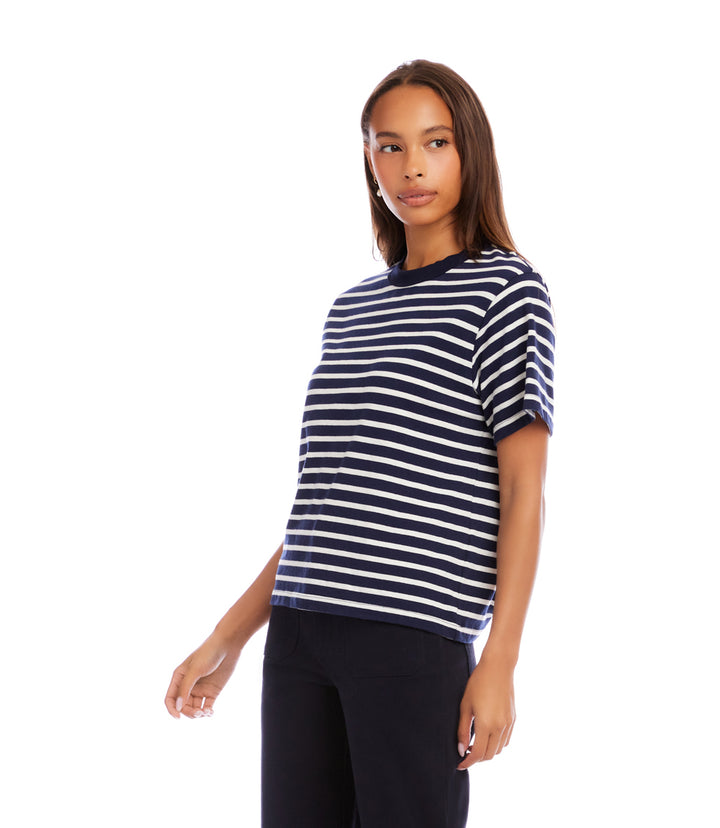 Stripe Short Sleeve Top