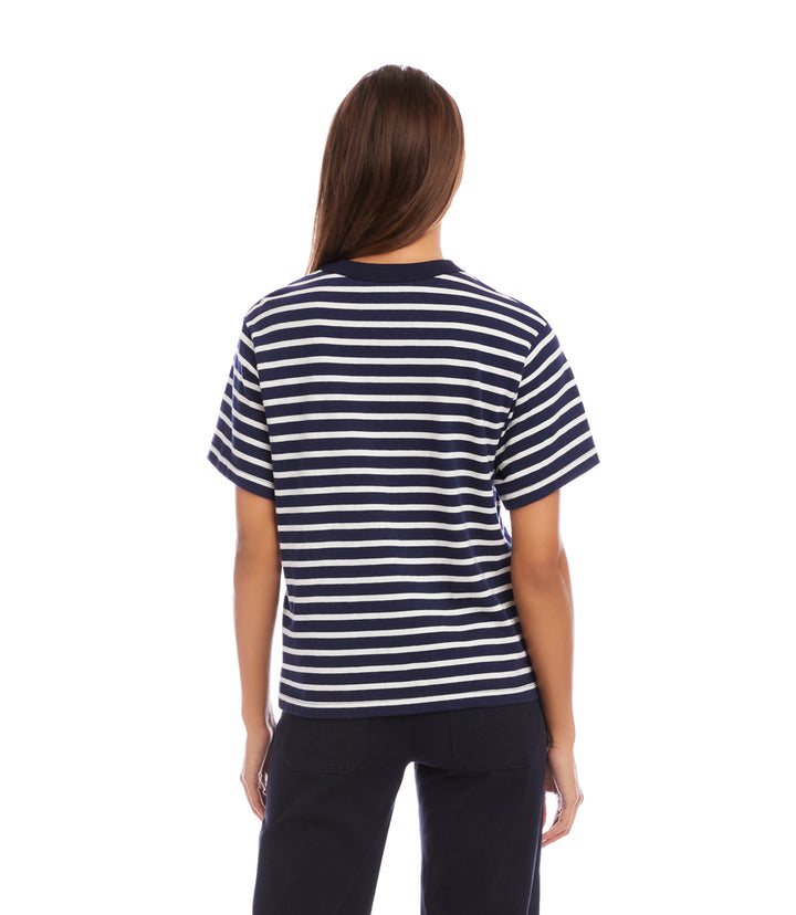 Petite Size Stripe Short Sleeve Top