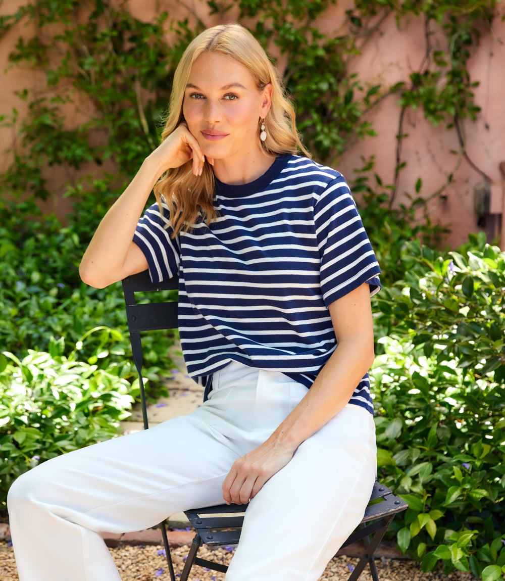 Stripe Short Sleeve Top