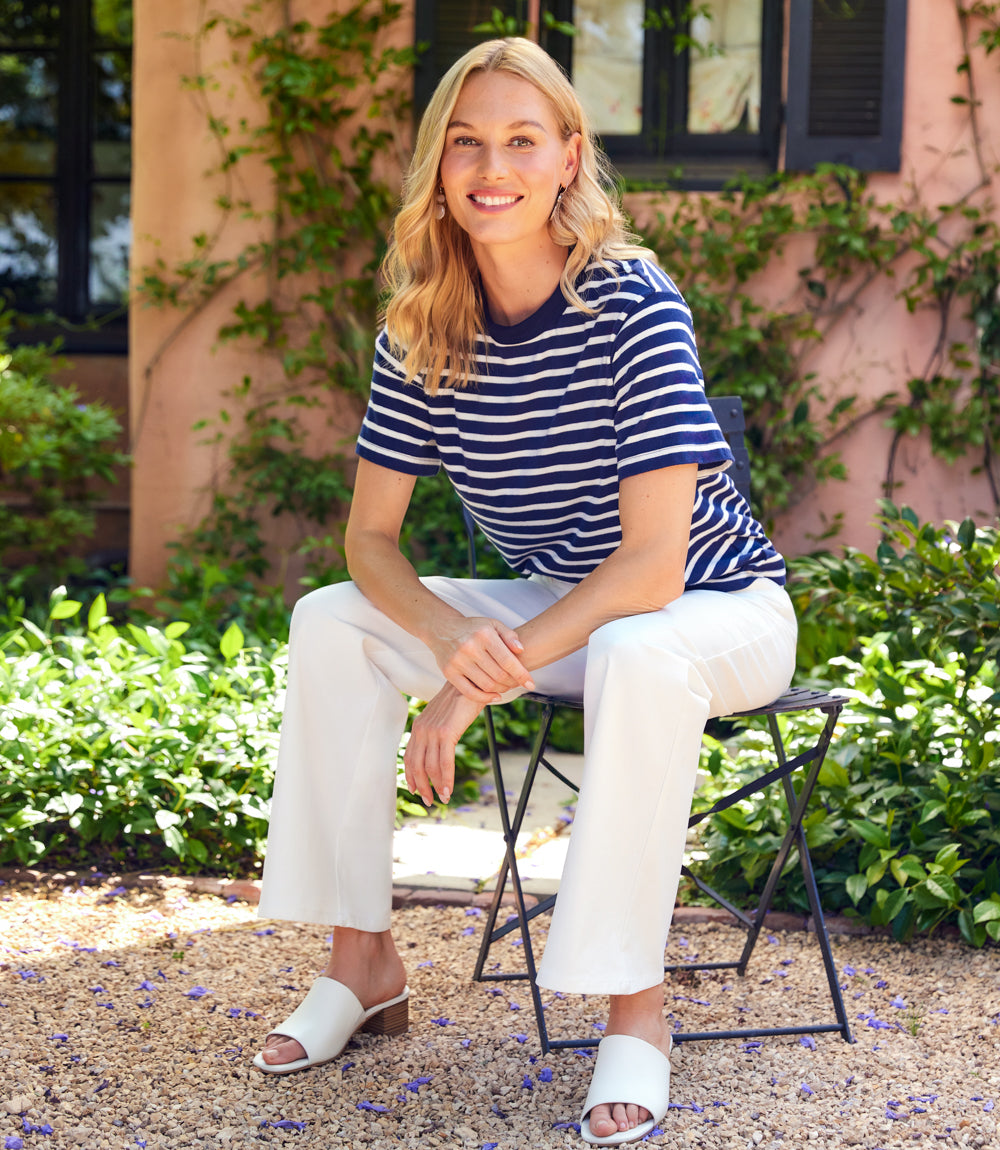 Petite Size Stripe Short Sleeve Top