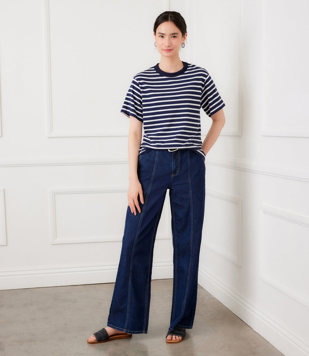 Petite Size Stripe Short Sleeve Top