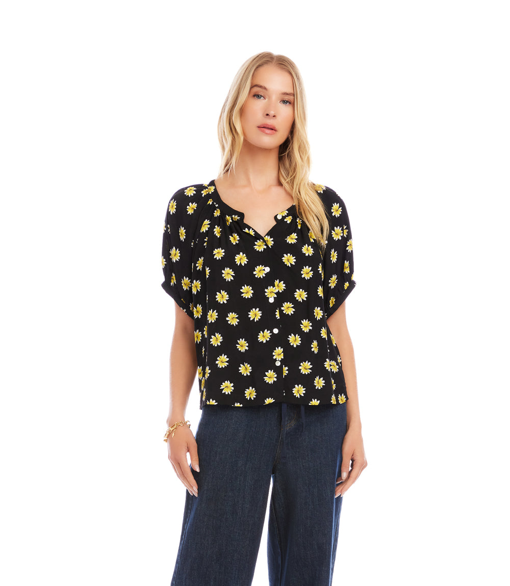 Puff Sleeve Peasant Top