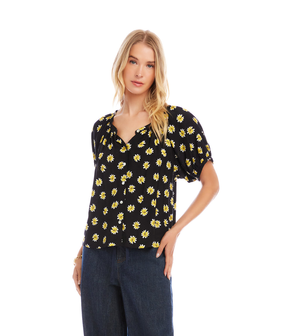 Puff Sleeve Peasant Top