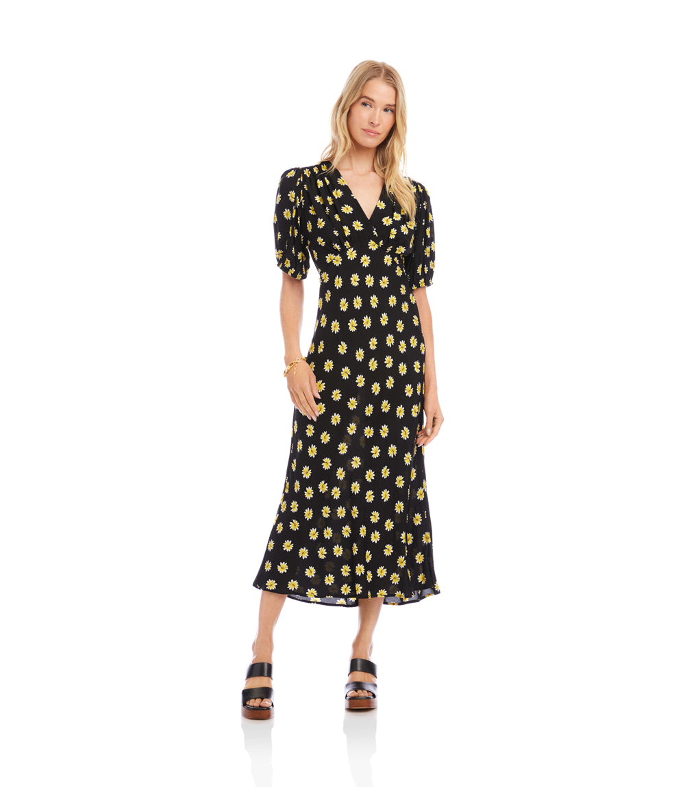 karen kane sheer blouson sleeve dress Puff Sleeve Bias Dress