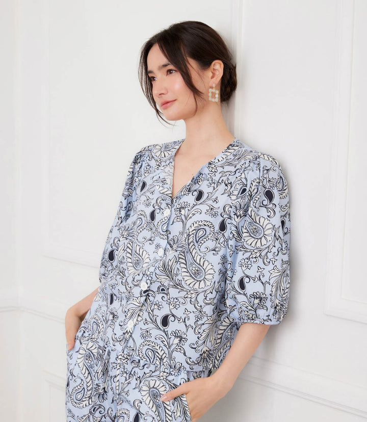 Puff Sleeve Button Front Top