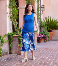 Bias cut midi skirt in lightweight Morning Glory cupro fabric with fluid drape and elastic waistband