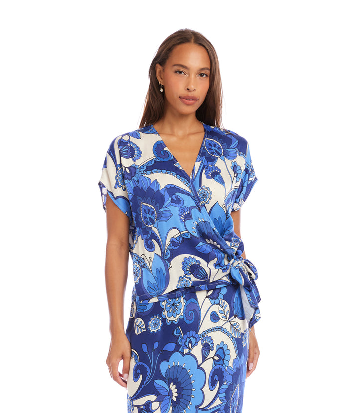 Blouson Wrap Tie Top