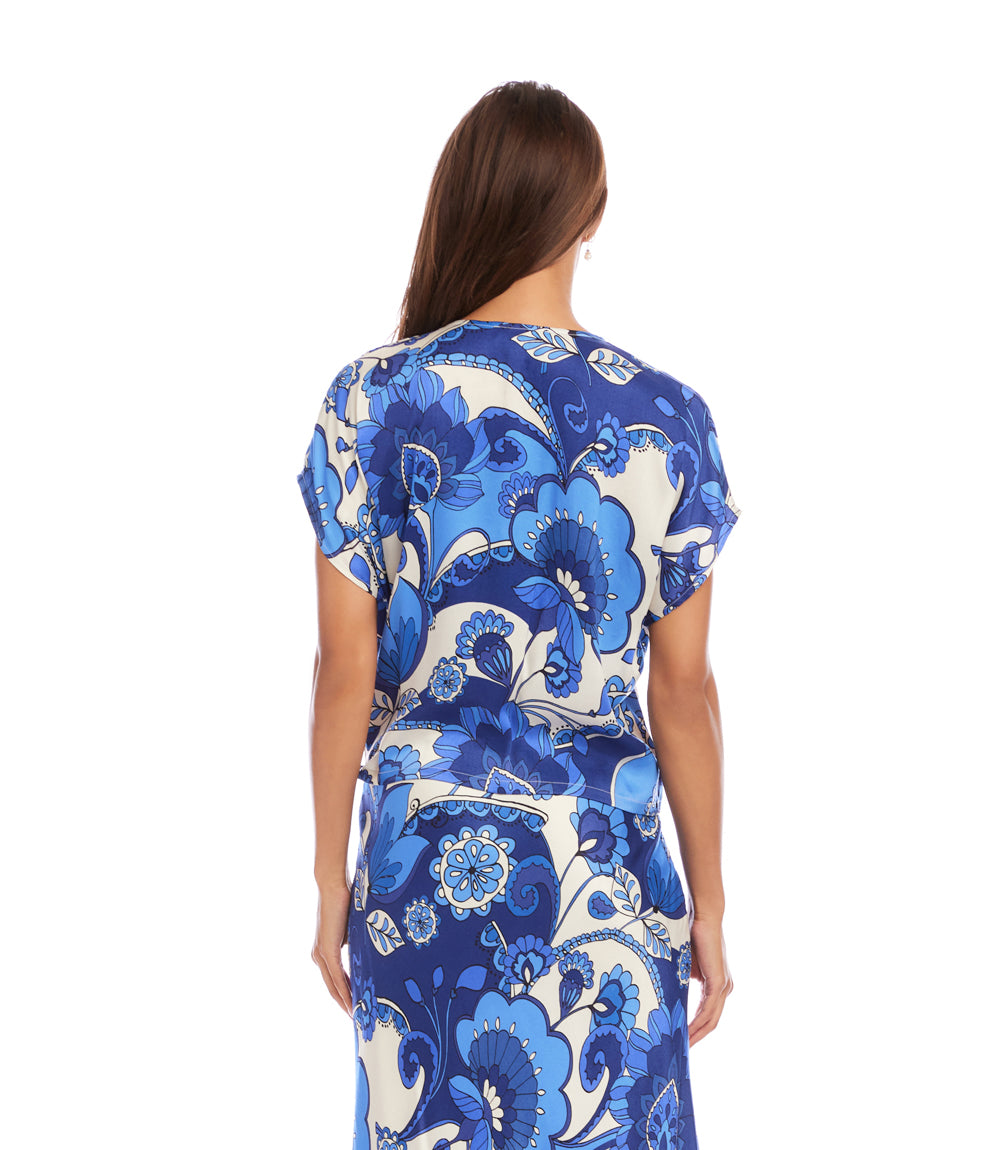 Blouson Wrap Tie Top