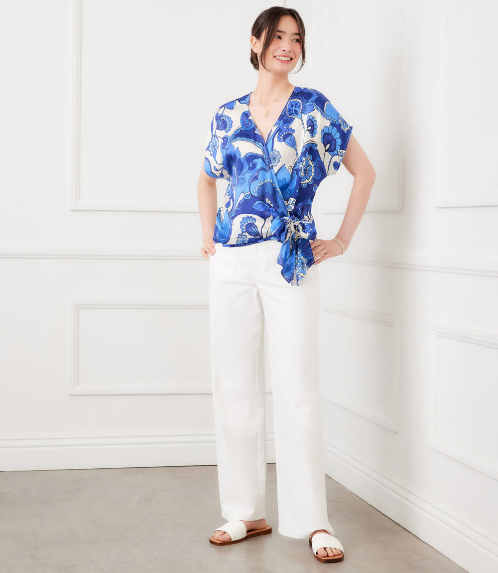 Blouson Wrap Tie Top