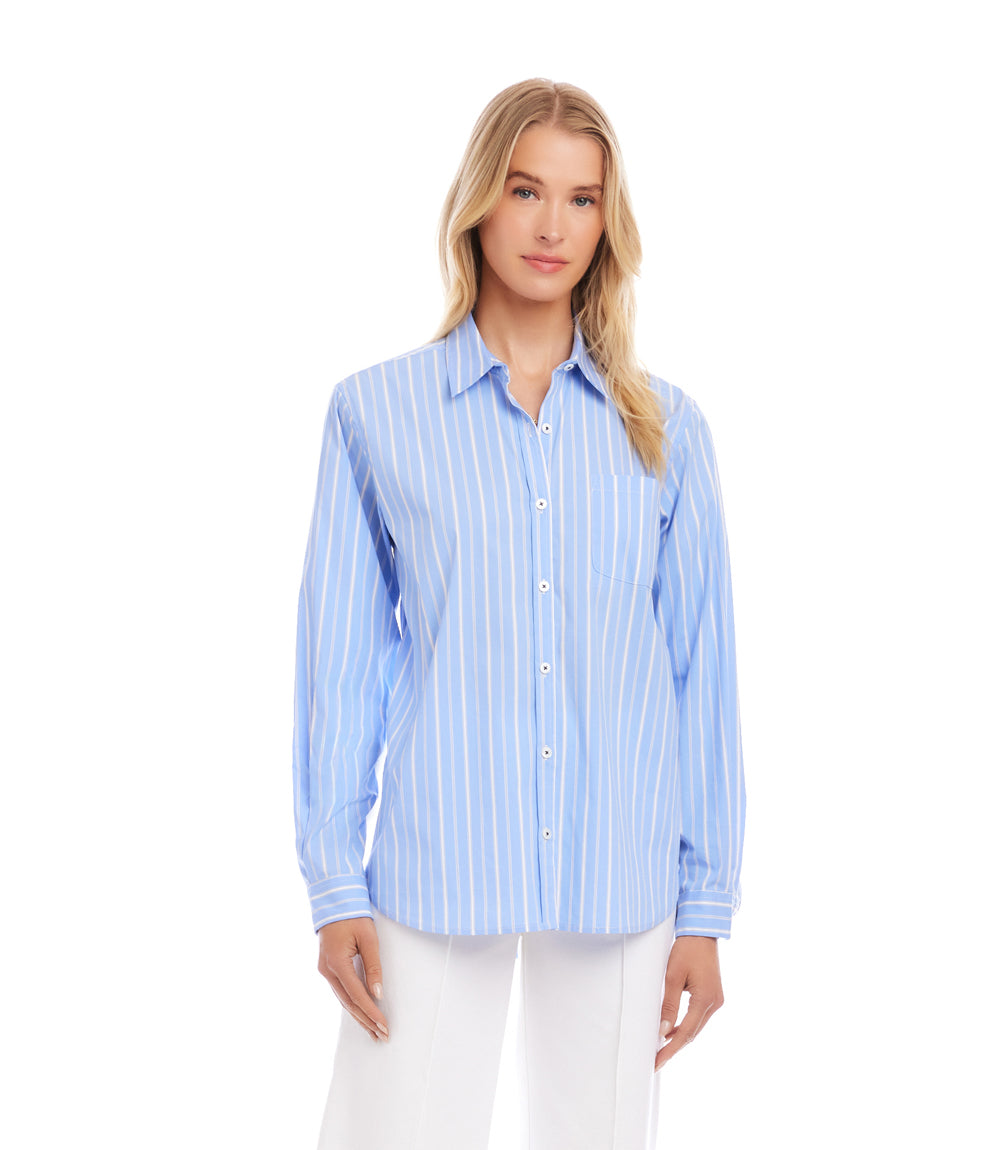 Long Sleeve Stripe Button-Up Shirt