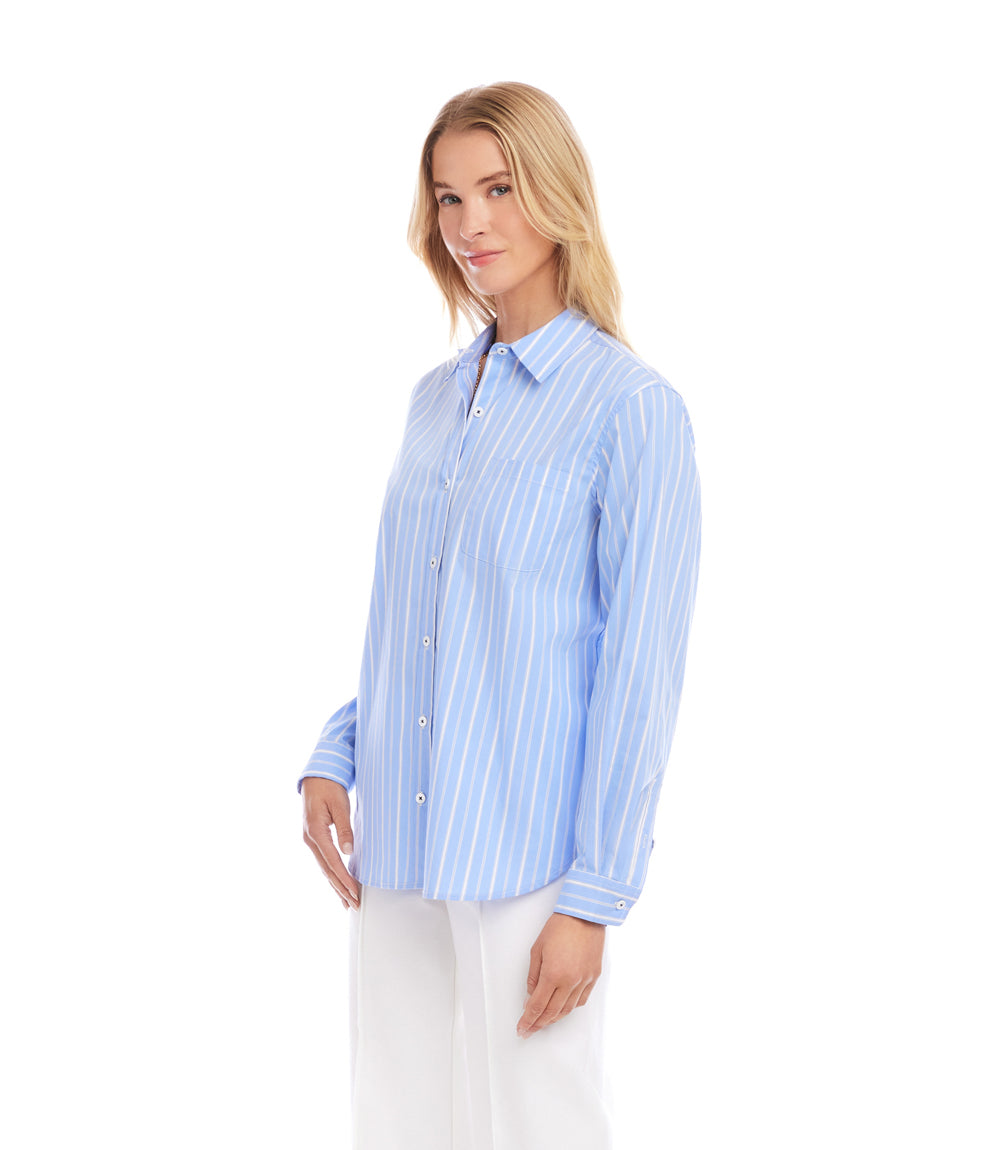 Long Sleeve Stripe Button-Up Shirt