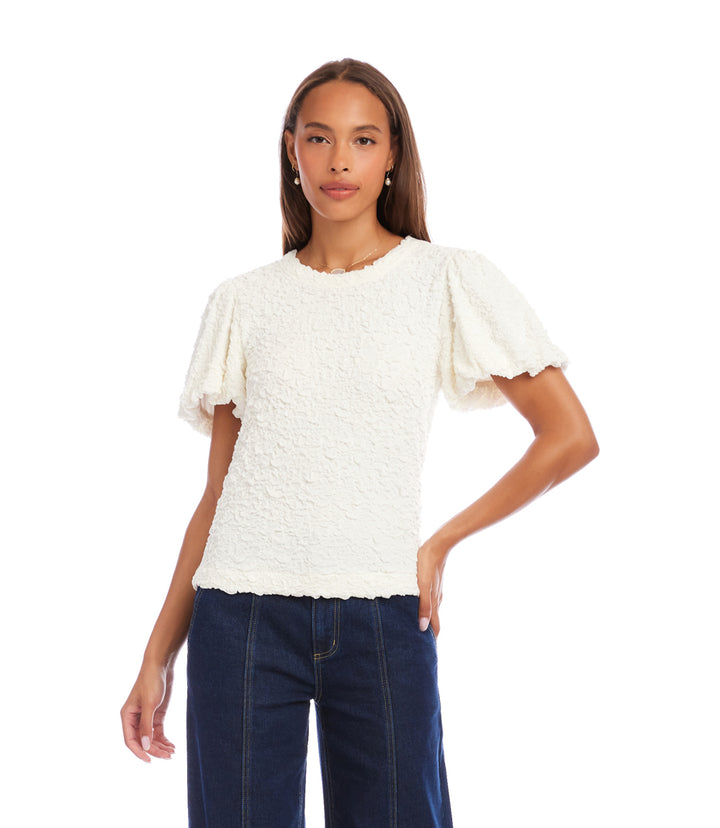 Puff Sleeve Textured Top