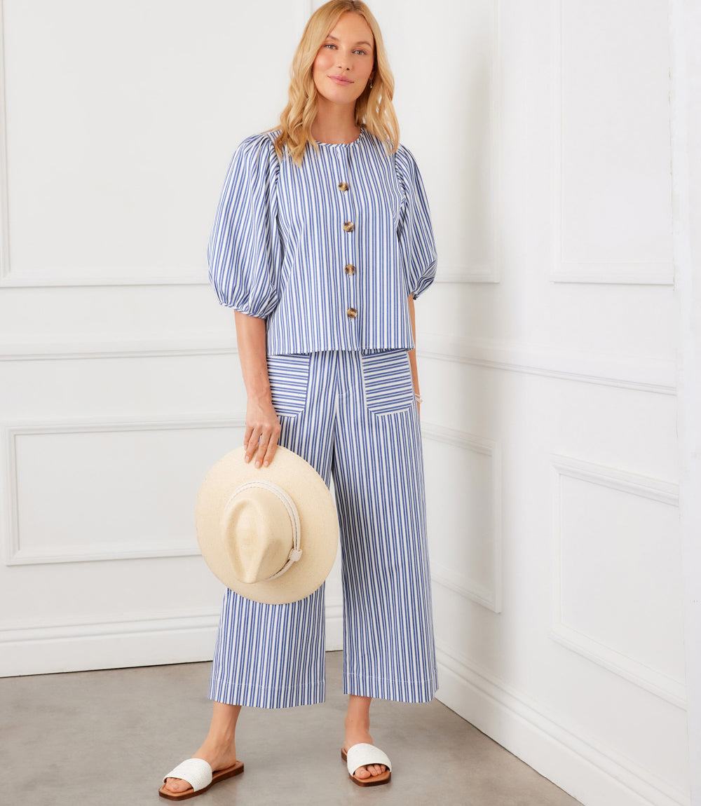 Stripe Cropped Wide-Leg Pants - Modern Warm-Weather Style – Karen Kane
