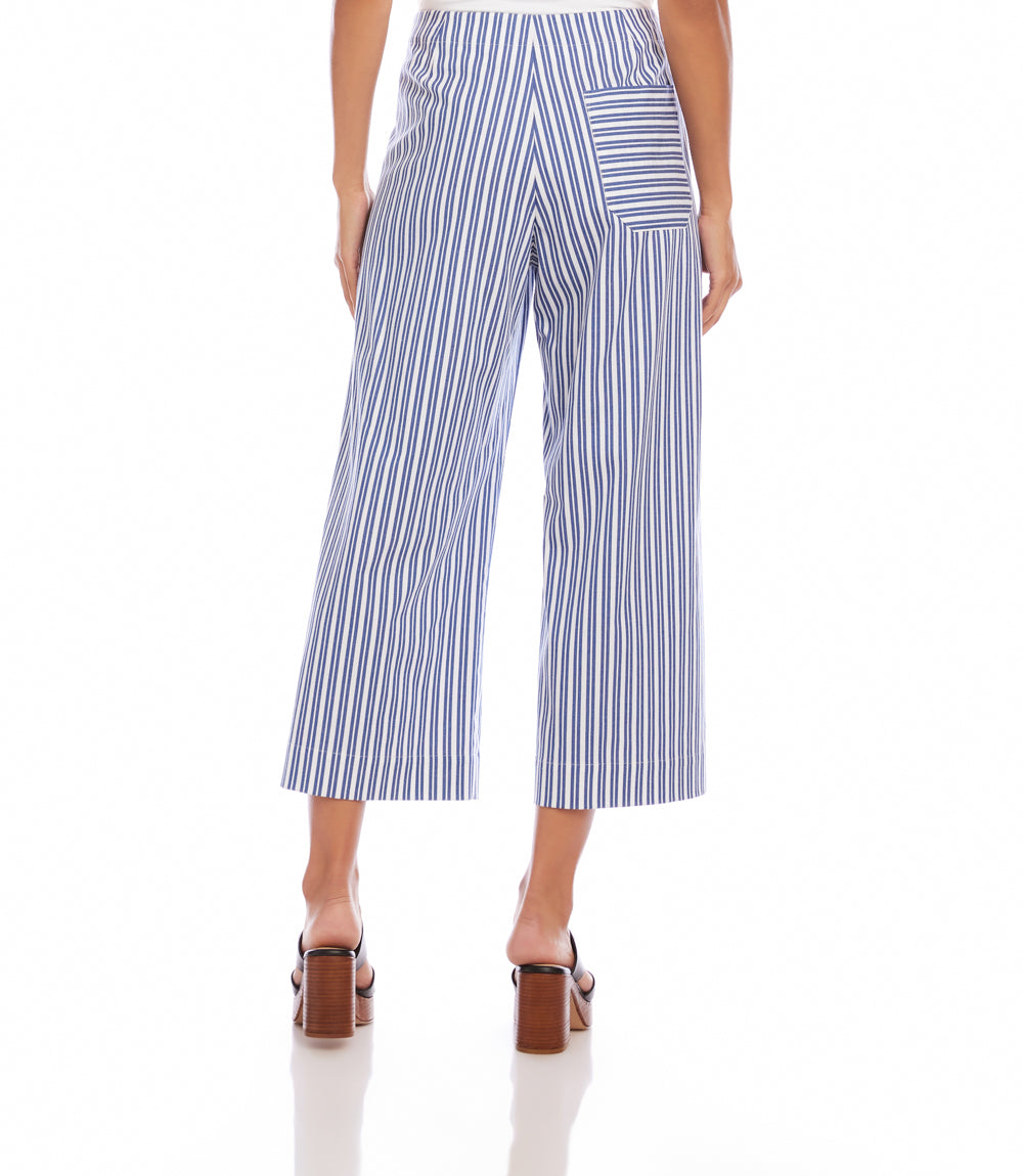 Stripe Cropped Wide-Leg Pants