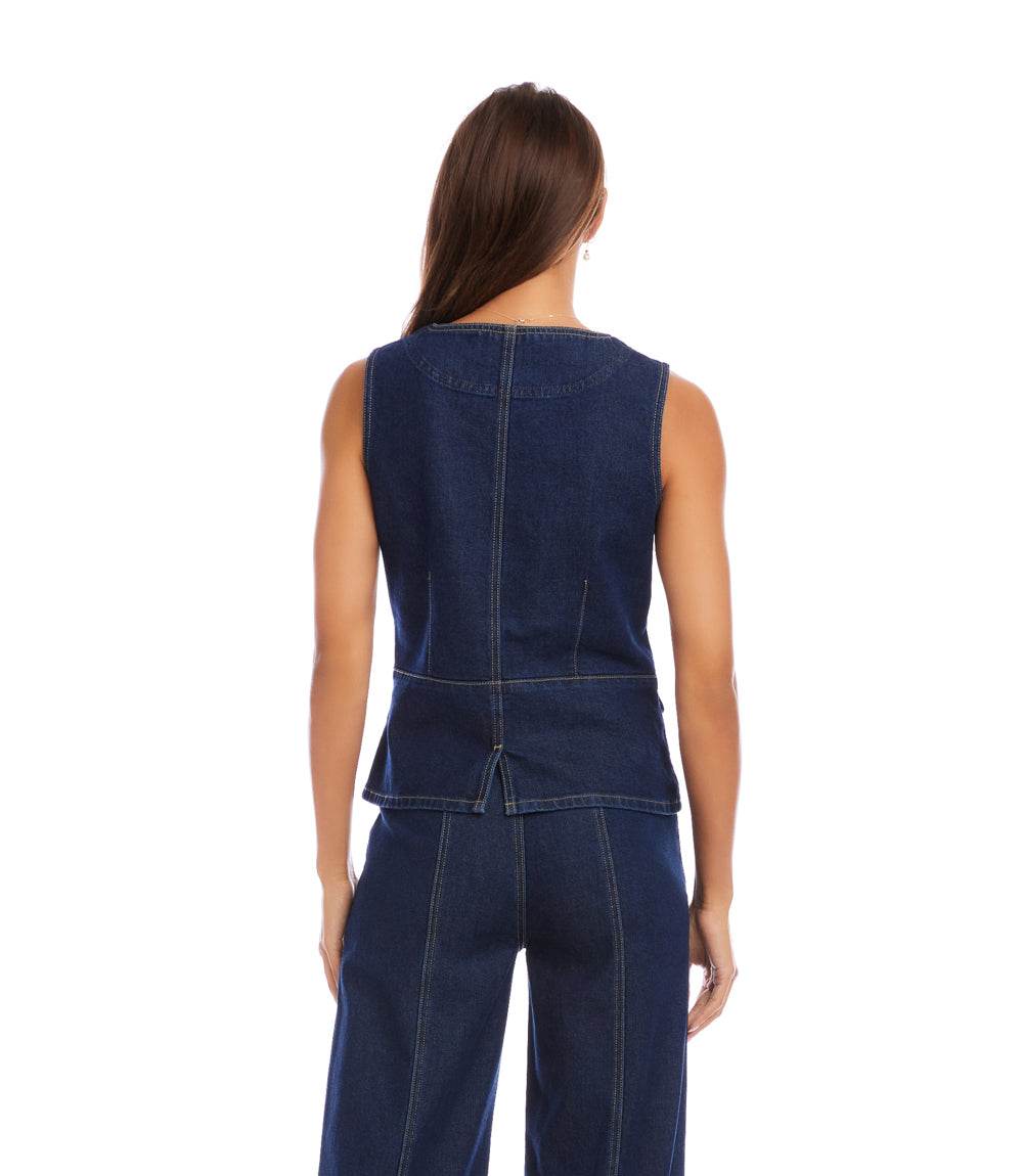 Denim Vest - Stylish Women's Tailored Denim Jacket with Pockets